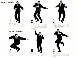 Chubby Checker demonstrating the three movements of the twist.